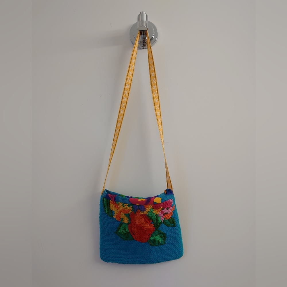 Vibrant Floral Crochet Crossbody Bag